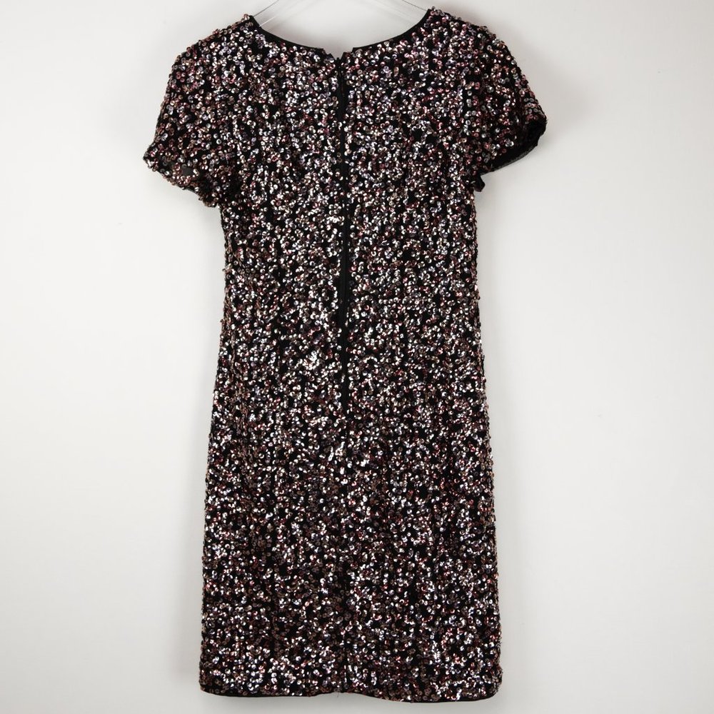 Vince Camuto Sequin Dress Flutter Sleeve Shift Mini Cocktail Pink Black Size 0 - Picture 3 of 8